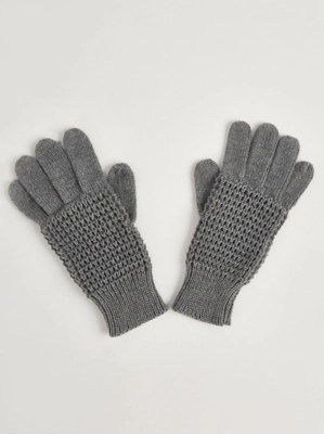 Grey Chunky Knit Gloves Men at ASDA