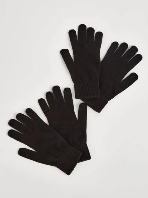 Black Touchscreen Gloves 2 Pack Men at ASDA