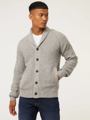 Grey Shawl Knitted Cardigan Men at ASDA