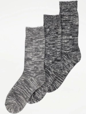 Grey Thermal Ankle Socks 3 Pack Men at ASDA