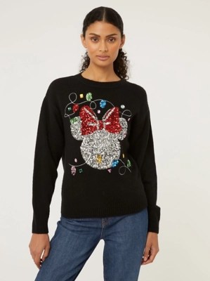 Disney Minnie Mouse Sequin Christmas Jumper Women at ASDA