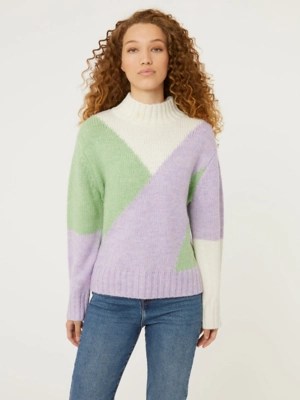 Lilac Assorted Pastel Colour Block Knitted Jumper Women at ASDA