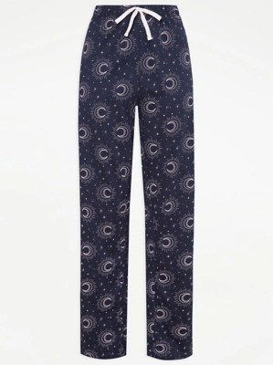 Navy Moon Print Pyjama Bottoms Women at ASDA