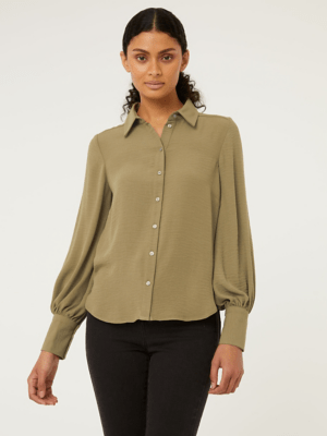 Olive Green Button Up Long Sleeve Shirt Sale & Offers at ASDA