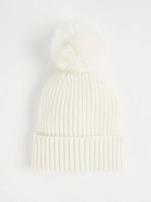 Cream Bobble Hat Kids at ASDA