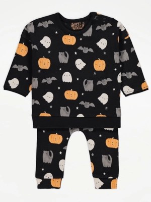 Halloween Black Sweatshirt and Leggings Outfit Baby at ASDA