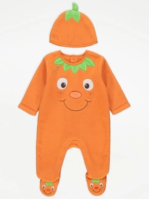 Halloween Orange Pumpkin All in One with Hat Baby at ASDA