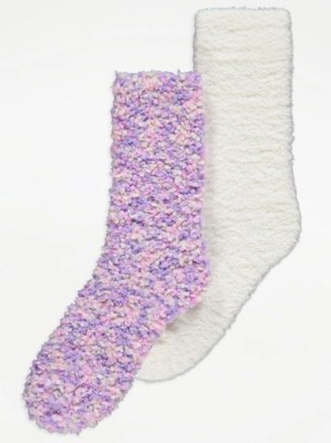 Assorted Purple Popcorn Cosy Socks 2 Pack Kids at ASDA