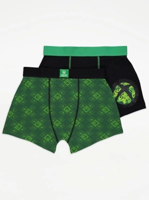 Xbox Logo Green Print Boxers 2 Pack Men at ASDA