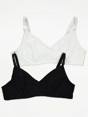 Assorted Black Non Padded Comfort First Bra 2 Pack Kids at ASDA