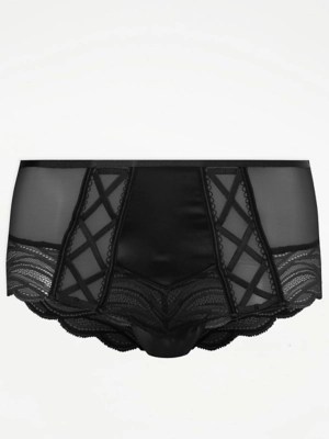 Entice Black Satin and Ribbon Short Knickers Sale & Offers
