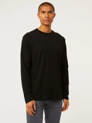 Black Plain Long Sleeve Jersey Top Men at ASDA