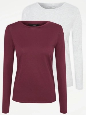 Purple Long Sleeve Top 2 Pack Women at ASDA