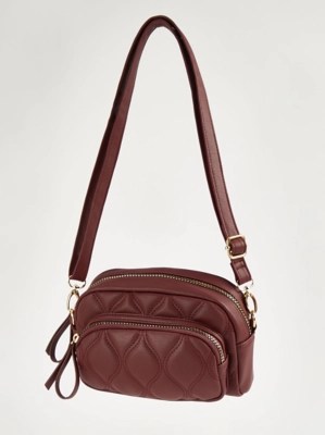 Burgundy Quilted Cross Body Bag Women at ASDA