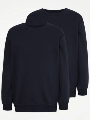 Navy School Sweatshirt 2 Pack School at ASDA