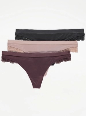 Plum Comfort Thongs 3 Pack Women at ASDA