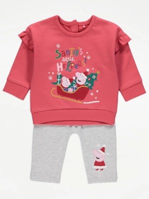 Peppa Pig Santa’s Little Helpers Christmas Top and Leggings Outfit Baby at ASDA