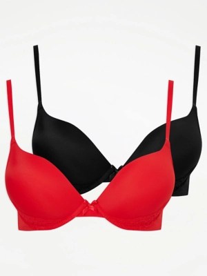 Assorted Red 2 Sizes Bigger Bras 2 Pack Lingerie at ASDA