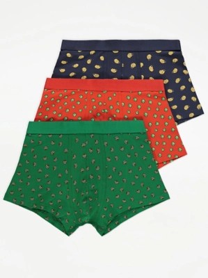 Christmas Dinner Hipster Trunk Boxers 3 Pack Men at ASDA