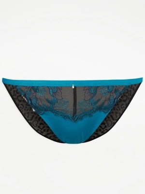 Entice Teal Lace Tanga Briefs Lingerie at ASDA