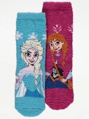Disney Frozen Anna and Elsa Cosy Socks 2 Pack Kids at ASDA