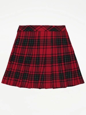 Red Checked Pleated Skirt Kids at ASDA