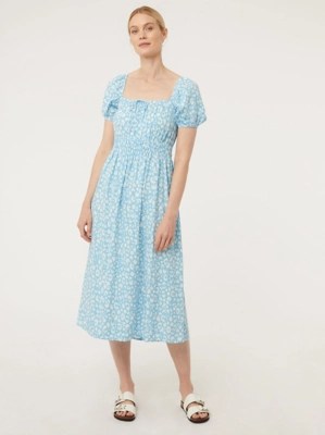 Blue Leopard Print Midi Dress Women at ASDA