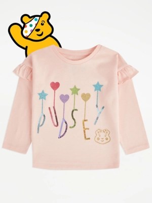 Children In Need Pudsey Glitter Sequin Long Sleeve Top Kids