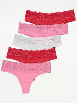 Lace Top Brazilian Knickers 5 Pack Sale & Offers at ASDA
