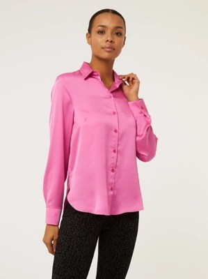 Pink Satin Shirt Women at ASDA