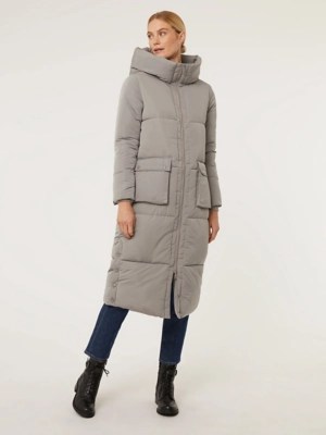 Grey Padded Longline Coat Women at ASDA