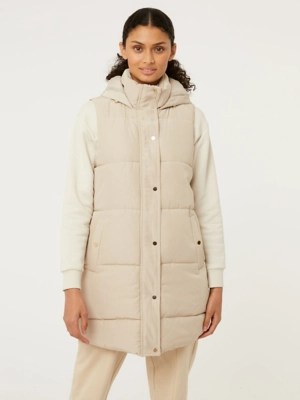 Cream Padded Longline Gilet Women at ASDA