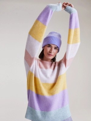 Pastel Rainbow Striped Knitted Jumper Women at ASDA