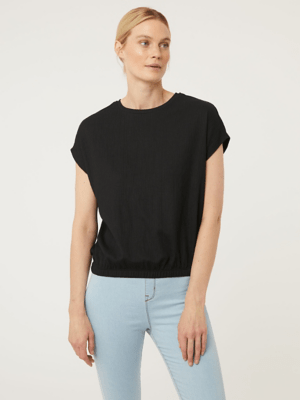 Black Bubble Hem Top Women at ASDA