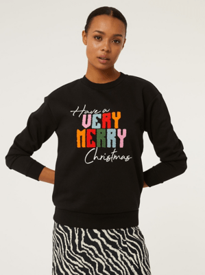 Black Very Merry Christmas Jumper Women at ASDA