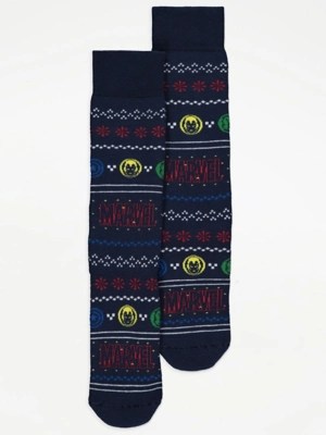 Marvel Fairisle Christmas Socks Men at ASDA