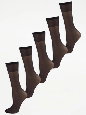 Black 15 Denier Knee High Stockings 5 Pack Women at ASDA