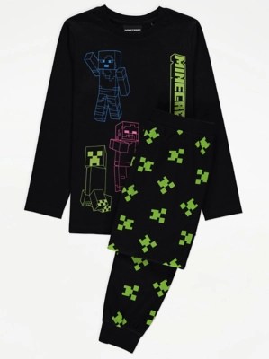 Minecraft Creepers Print Pyjamas Kids at ASDA