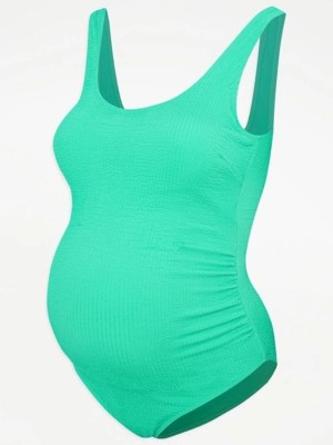 Maternity Green Textured Swimsuit Women at ASDA