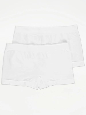 Plain Seam Free White Shorts 2 Pack Kids at ASDA