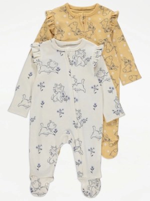 Disney Thumper and Marie Zip Sleepsuits 2 Pack Baby at ASDA