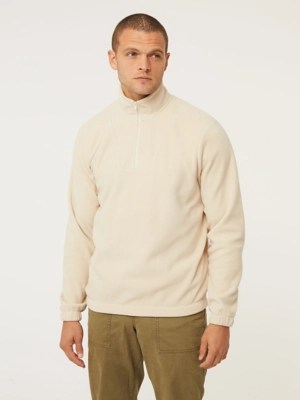 Cream Quarter Zip Up Fleece Men at ASDA