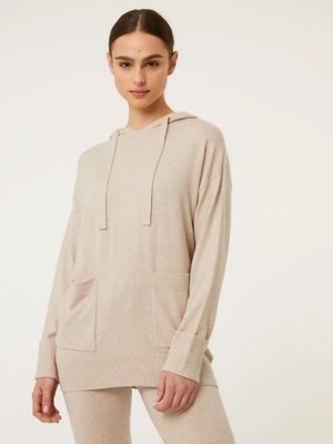 Cream Knitted Hoodie Women at ASDA