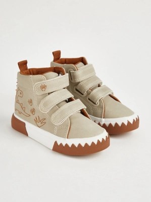 Easy On Easy Wear Neutral Dinosaur Print High Top Trainers Kids