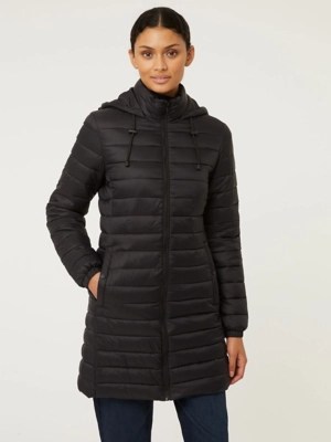 Black Hooded Padded Longline Coat Sale & Offers at ASDA