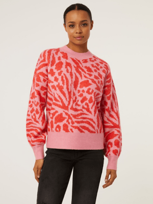 Pink Animal Print Knitted Jumper Sale & Offers at ASDA