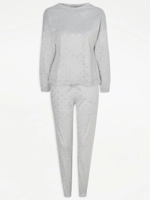 Grey Polka Dot Fleece Pyjamas Women at ASDA