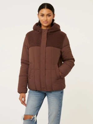 Chocolate Padded Coat Women at ASDA