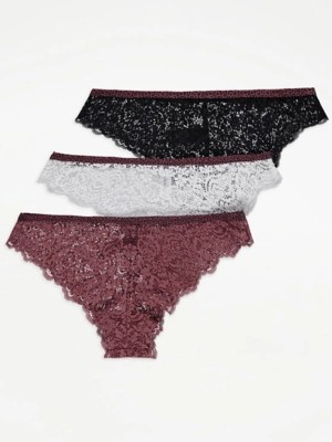 Lace Brazilian Knickers 3 Pack Sale & Offers at ASDA