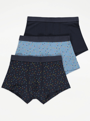 Navy Spot Hipster Jersey Boxers 3 Pack Sale & Offers at ASDA